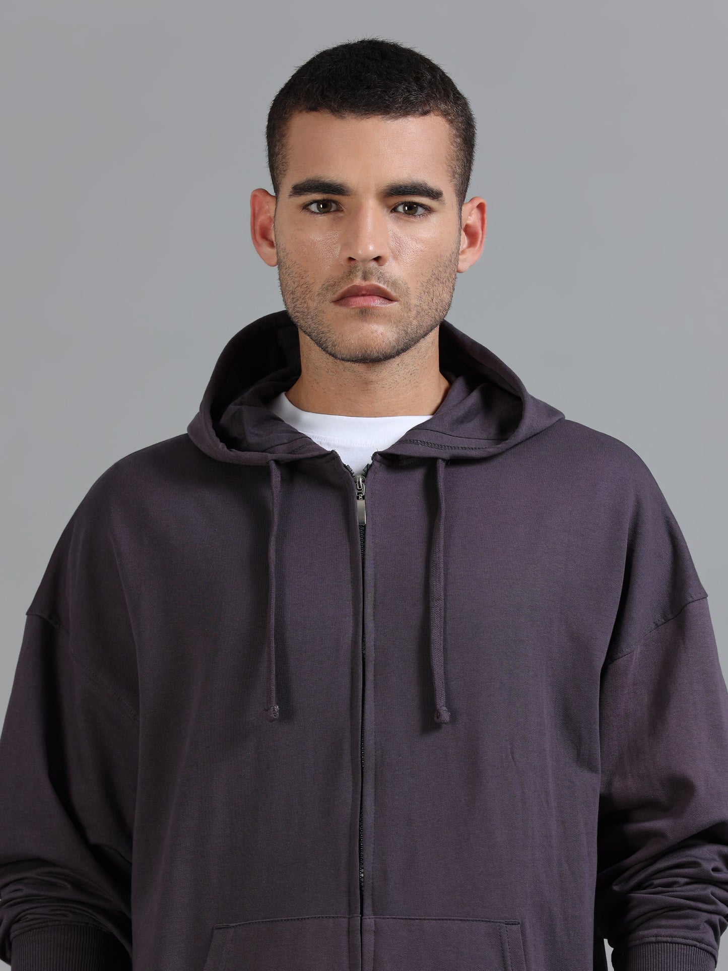 Men Oversized Hoodie Pure Cotton, Dark Grey SILISOUL