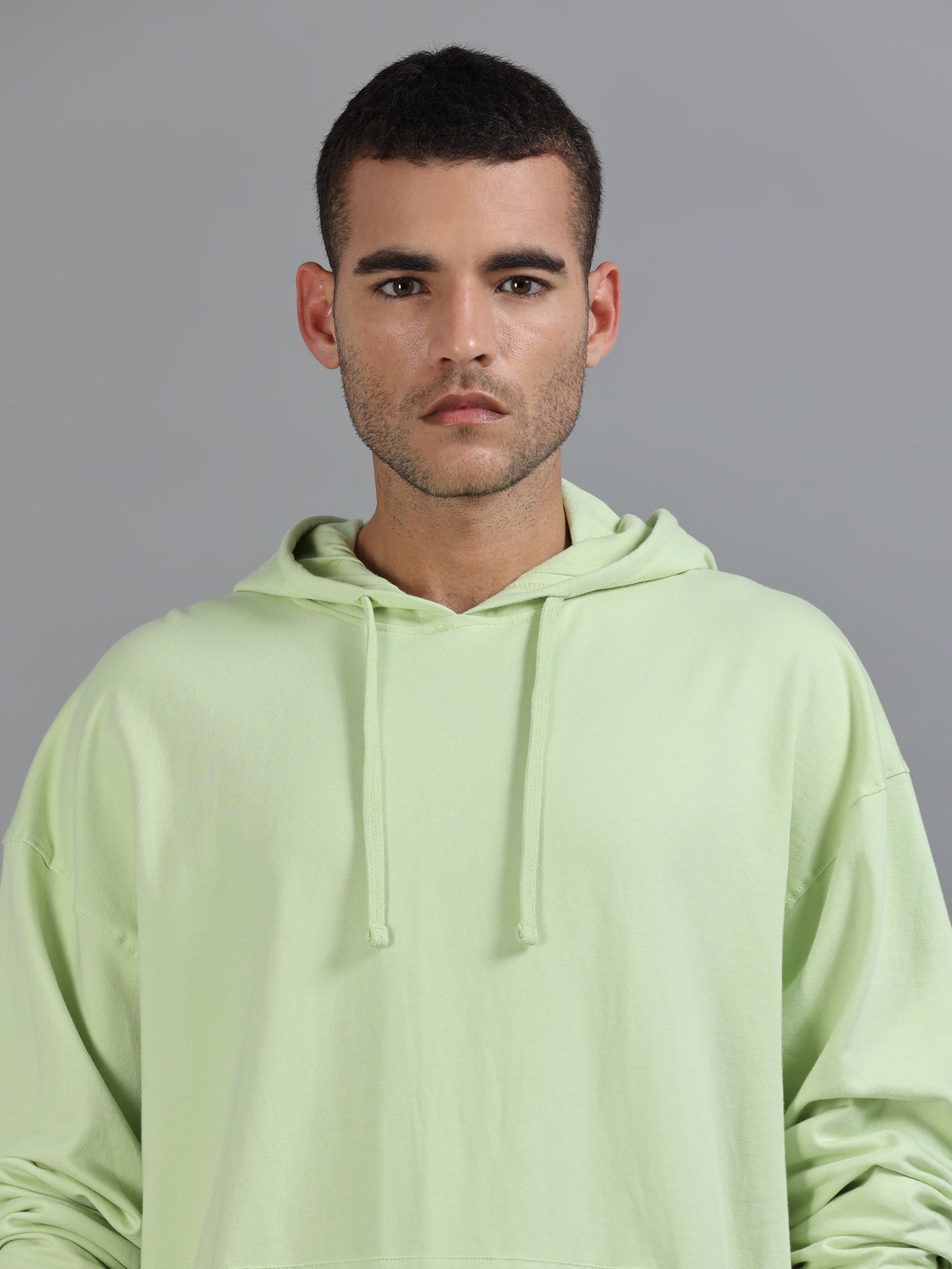 Men Oversized Hoodie Pure Cotton, Light Green SILISOUL