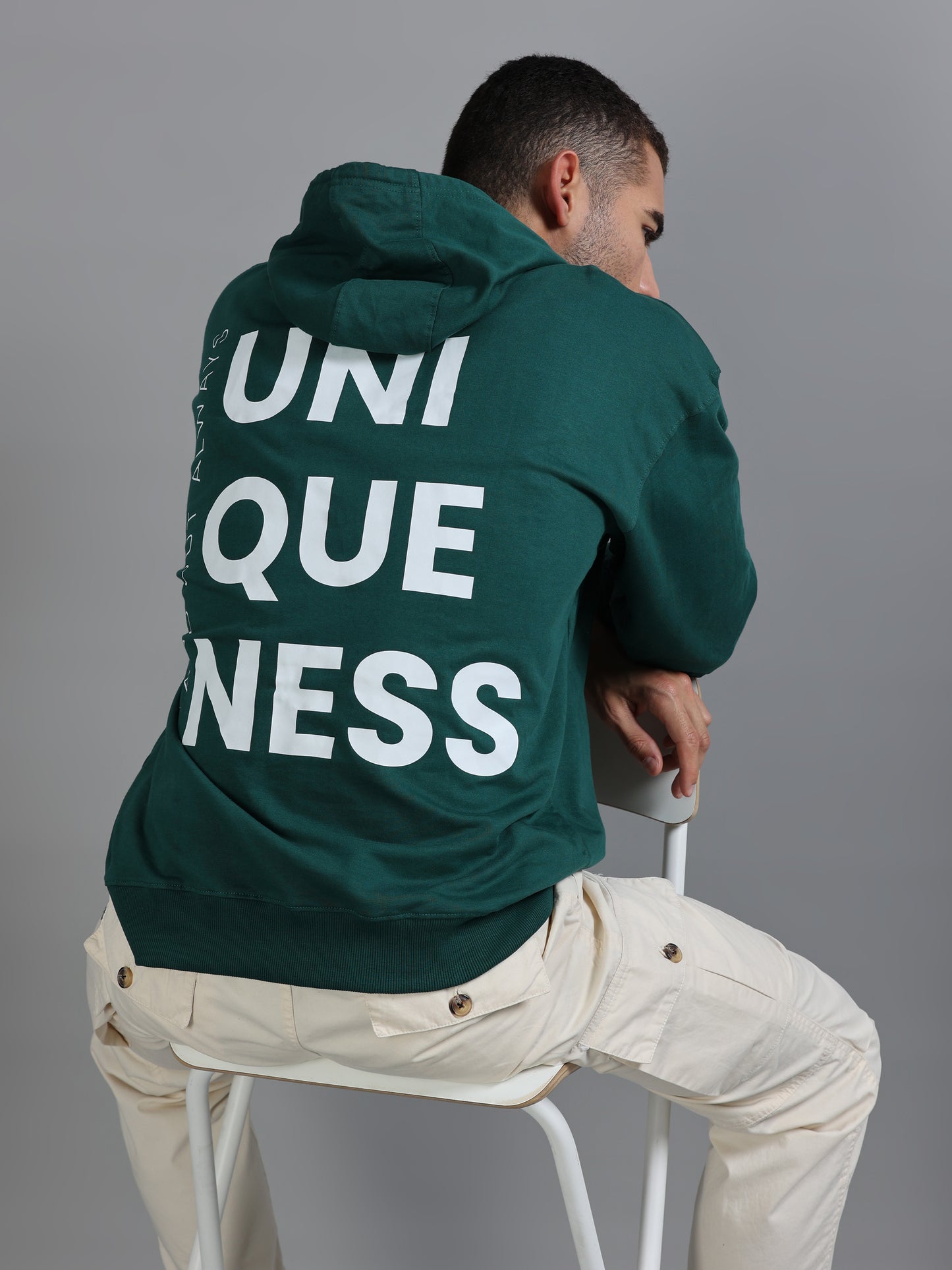 Men Oversized Hoodie Pure Cotton, Green SILISOUL