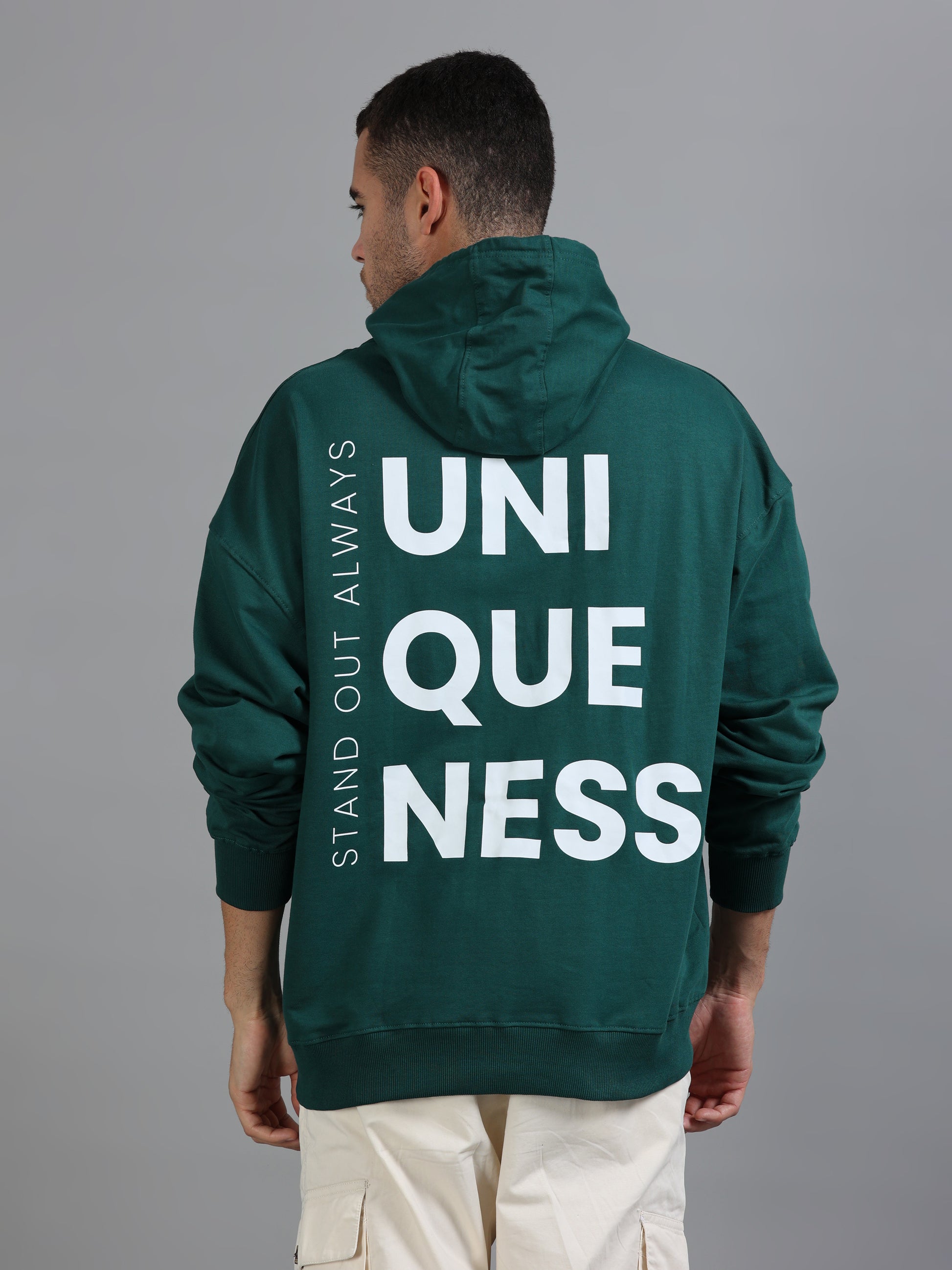 Men Oversized Hoodie Pure Cotton, Green SILISOUL