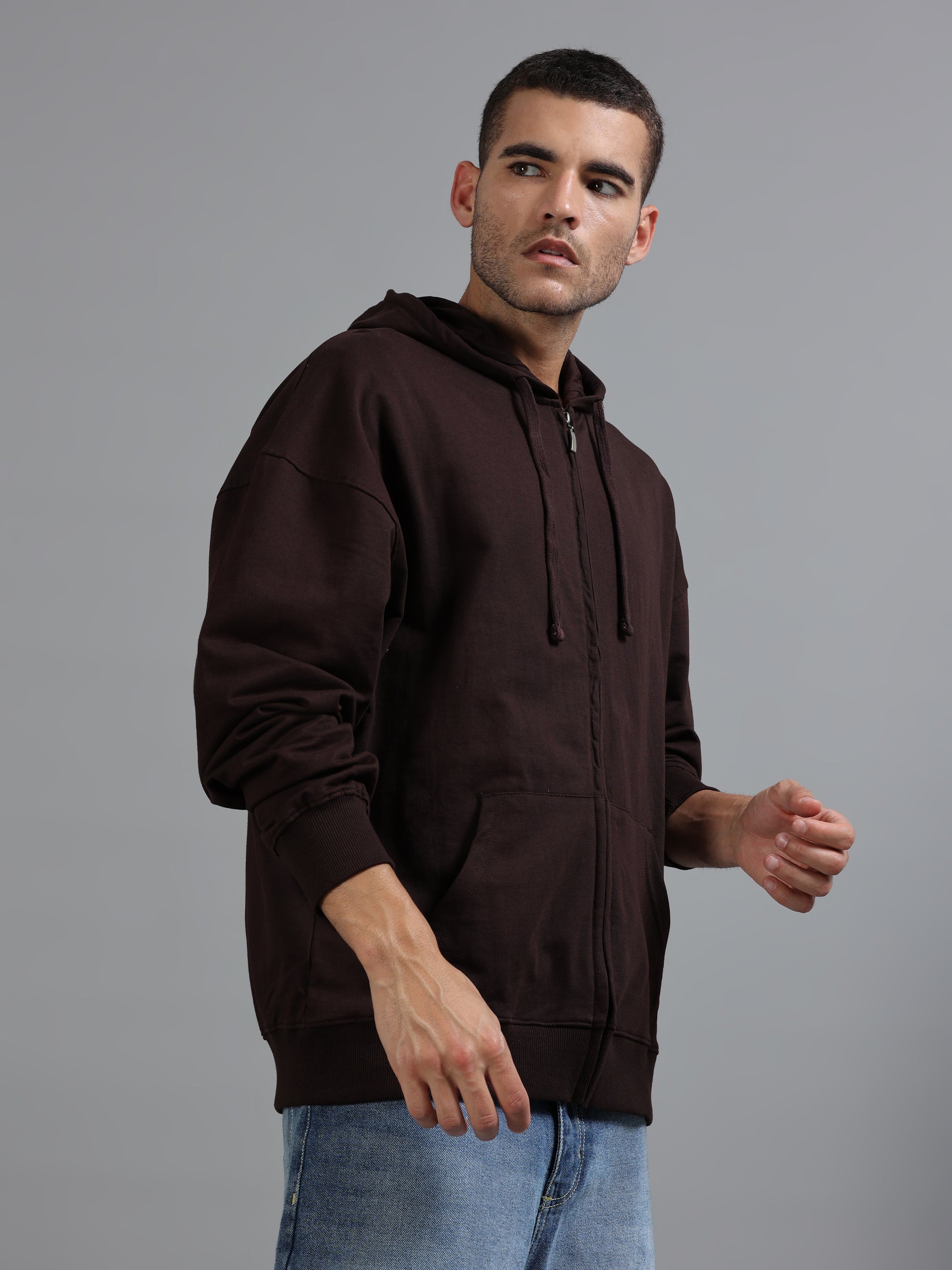 Men Oversized Hoodie Pure Cotton, Brown SILISOUL