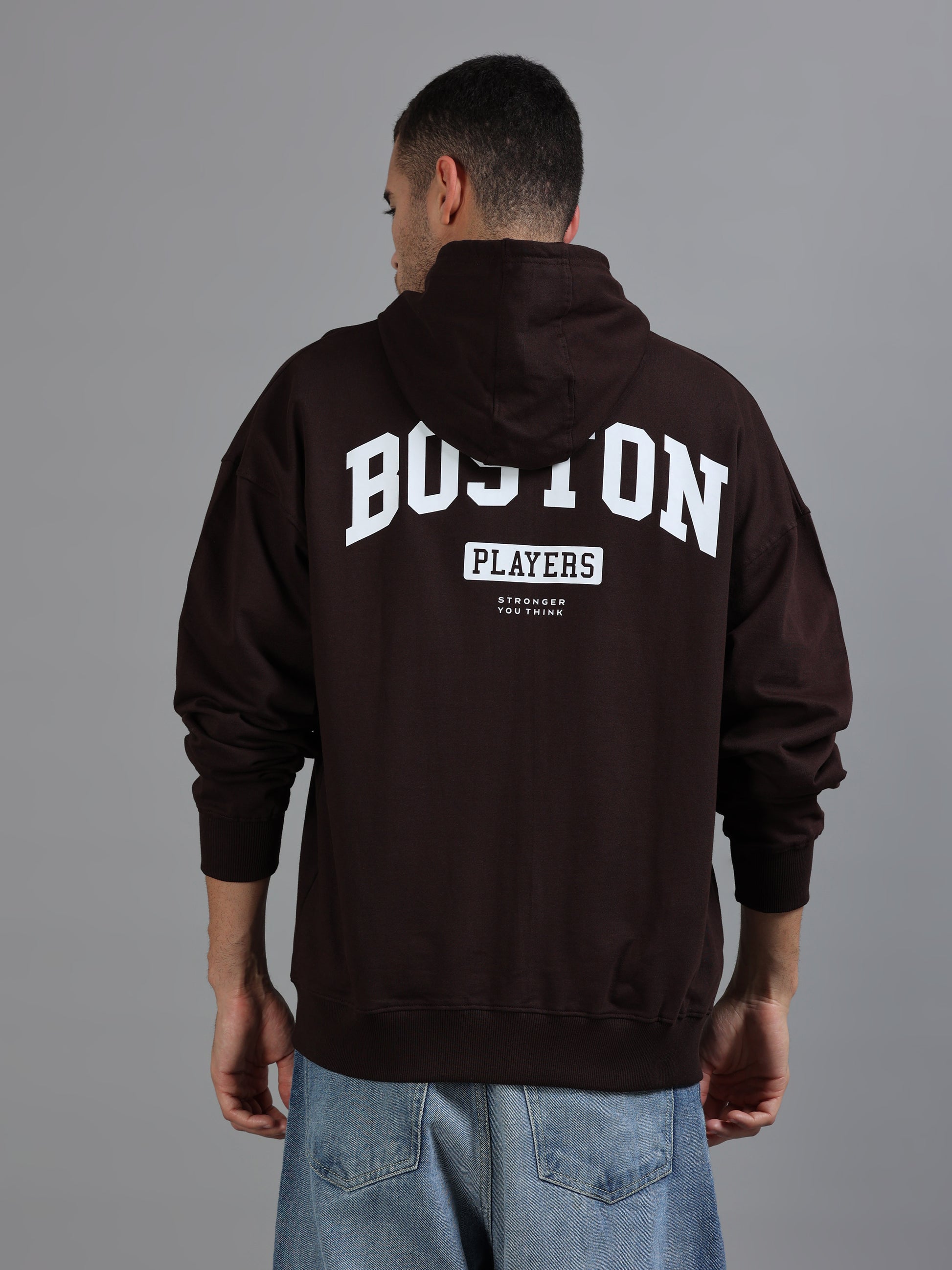 Men Oversized Hoodie Pure Cotton, Brown SILISOUL