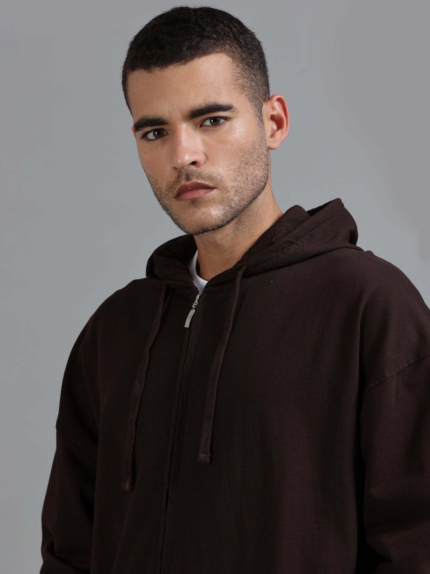 Men Oversized Hoodie Pure Cotton, Brown SILISOUL