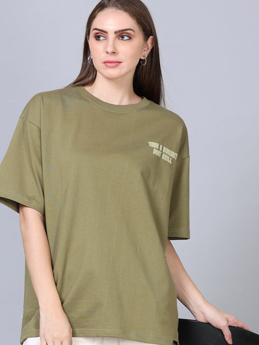 Women MUSHROOMS Printed Oversized T-Shirt