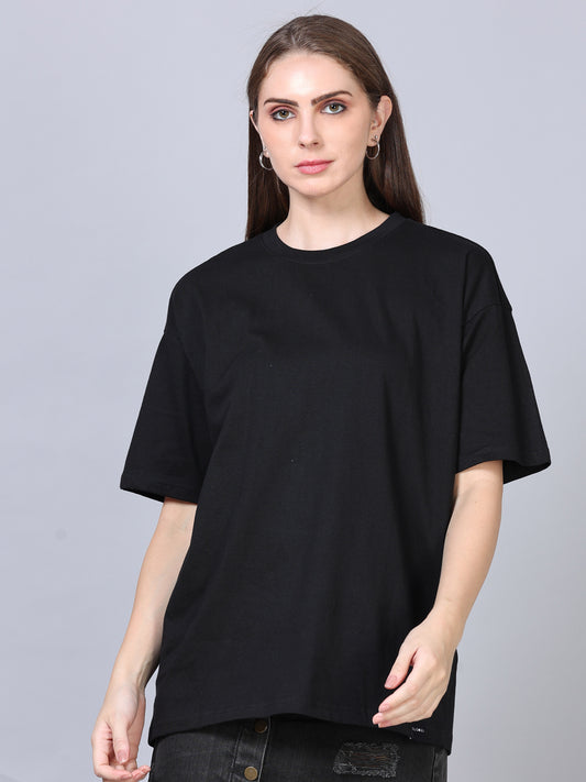 Women Black Solid Oversized T-Shirt