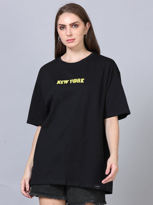 Women NEWYORK Printed Oversized T-Shirt