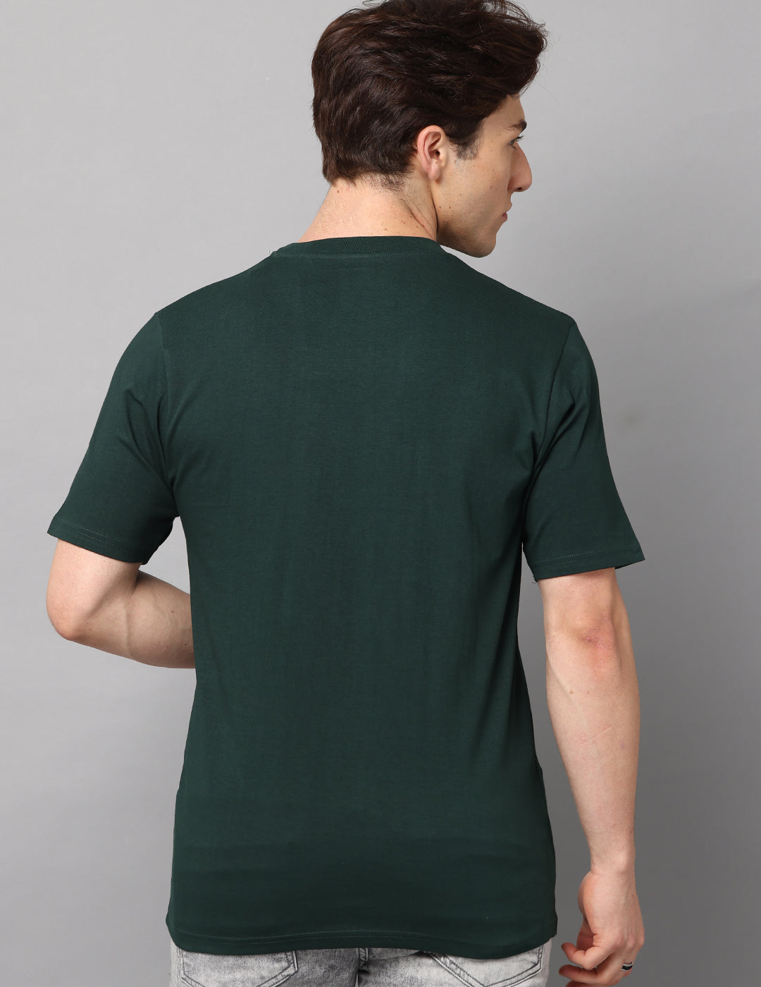 Men Olive Solid Regular Fit T-Shirt