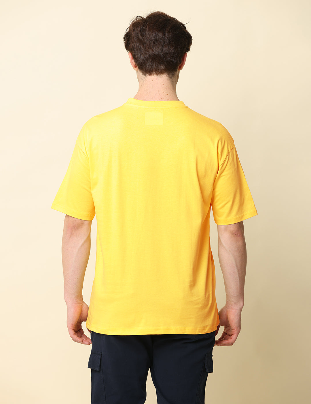 Men Yellow Solid Oversized T-Shirt