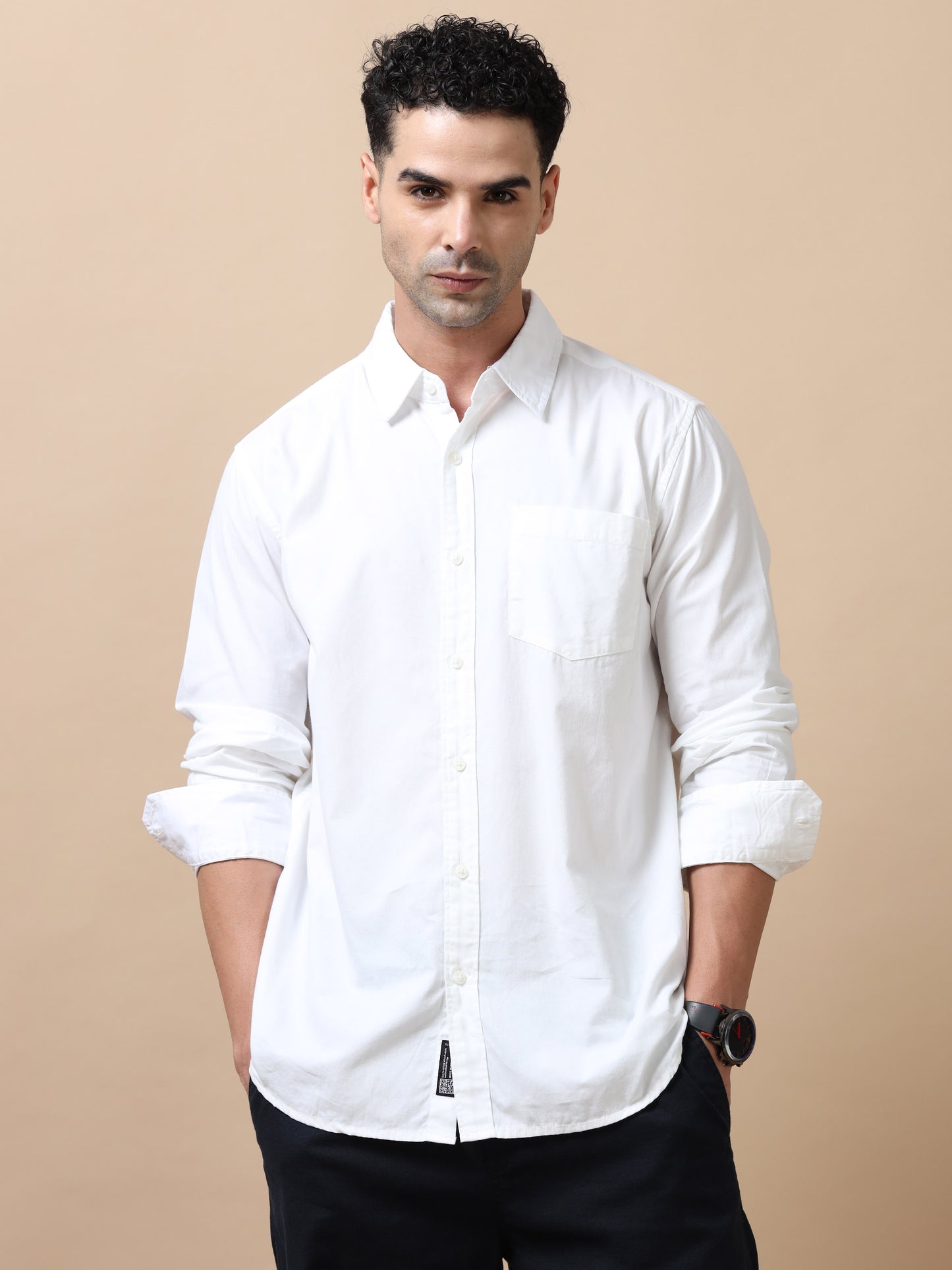 Premium Men Shirt, Regular Fit, Pure Cotton, Full Sleeve,White SILISOUL