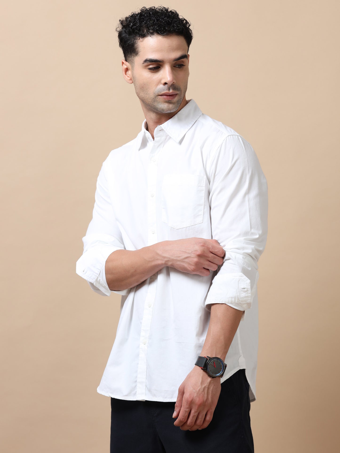 Premium Men Shirt, Regular Fit, Pure Cotton, Full Sleeve,White SILISOUL