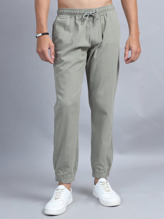 Men Cotton Regular Fit Cargo Joggers, SAGE