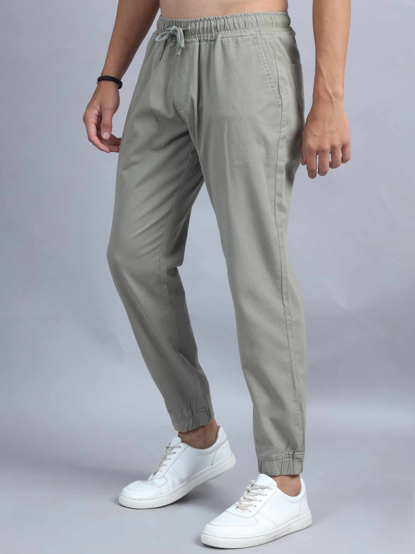 Men Cotton Regular Fit Cargo Joggers, SAGE SILISOUL