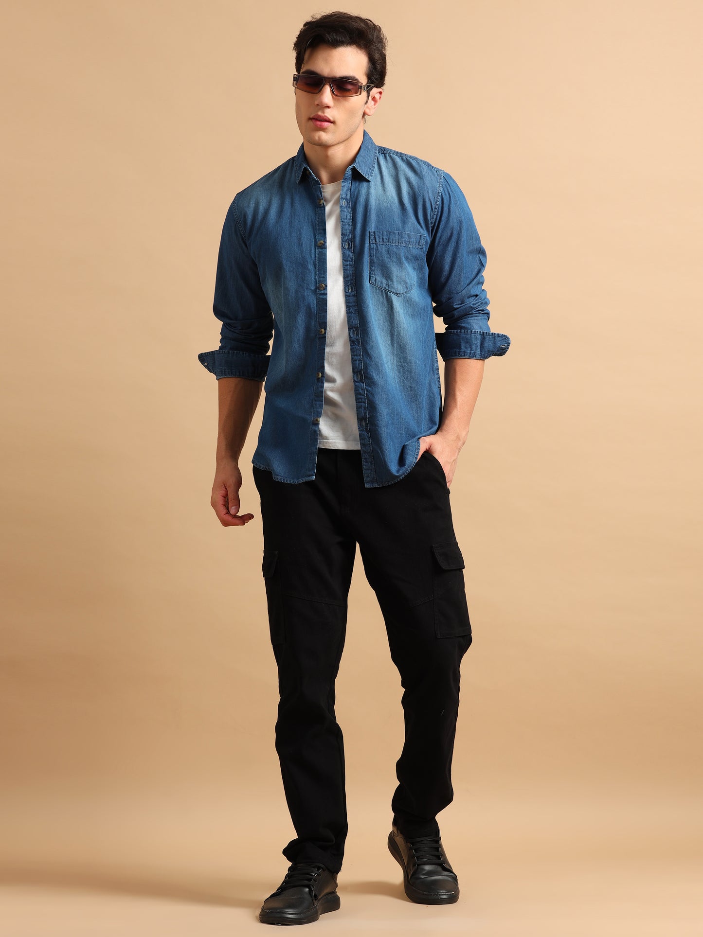 Premium Men DENIM Shirt, Regular Fit, Full Sleeve, Blue