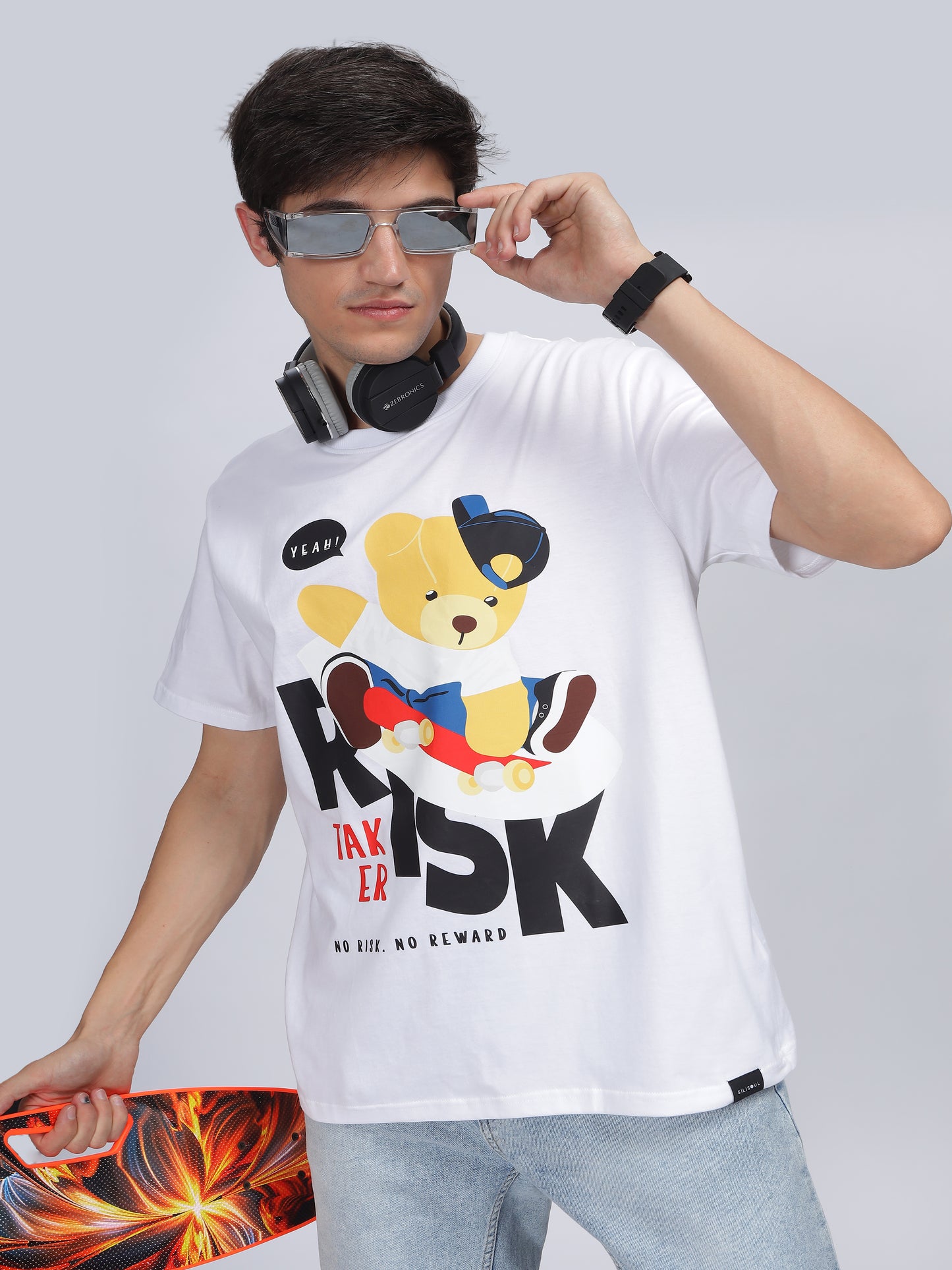 Men RISK TAKER Printed Regular Fit T-Shirt