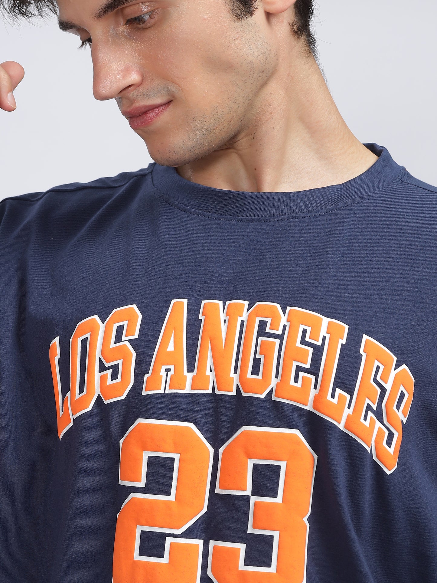 Men LOS ANGELES Printed Oversized T-Shirt