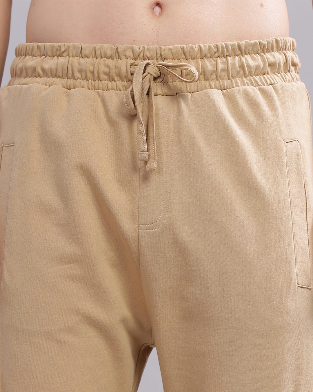 Men Cotton Regular Fit Cargo joggers, Beige