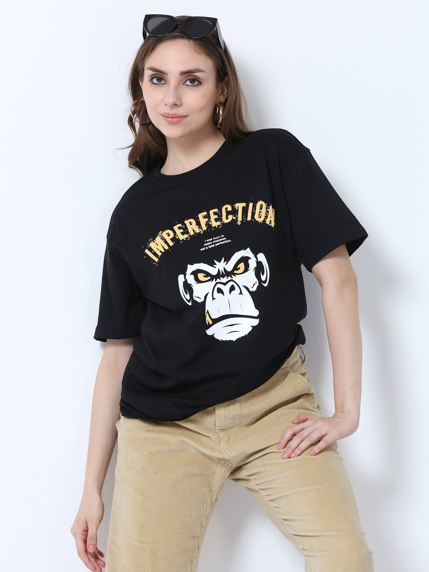 Women IMPERFECTION Printed Oversized T-Shirt