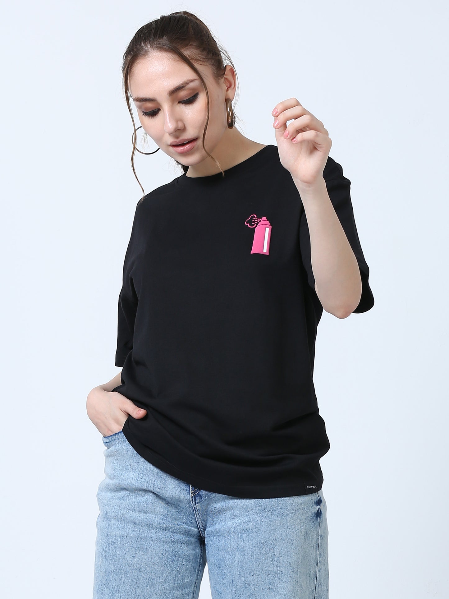 Women CULTURE JAM Printed Oversized T-Shirt SILISOUL