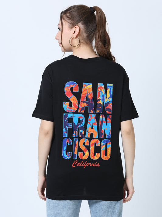 Women SAN FRANCISCO Printed Oversized T-Shirt