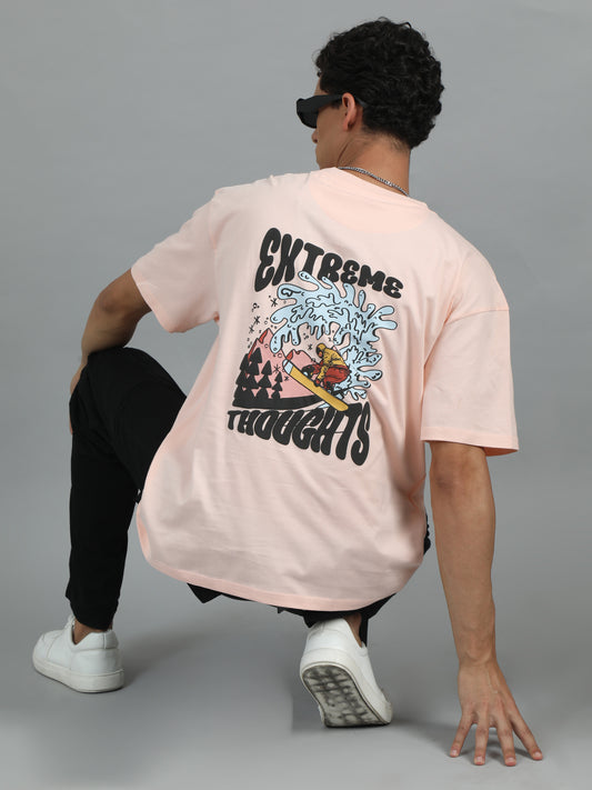 Men EXTREME THOUGHTS Printed Oversized T-Shirt
