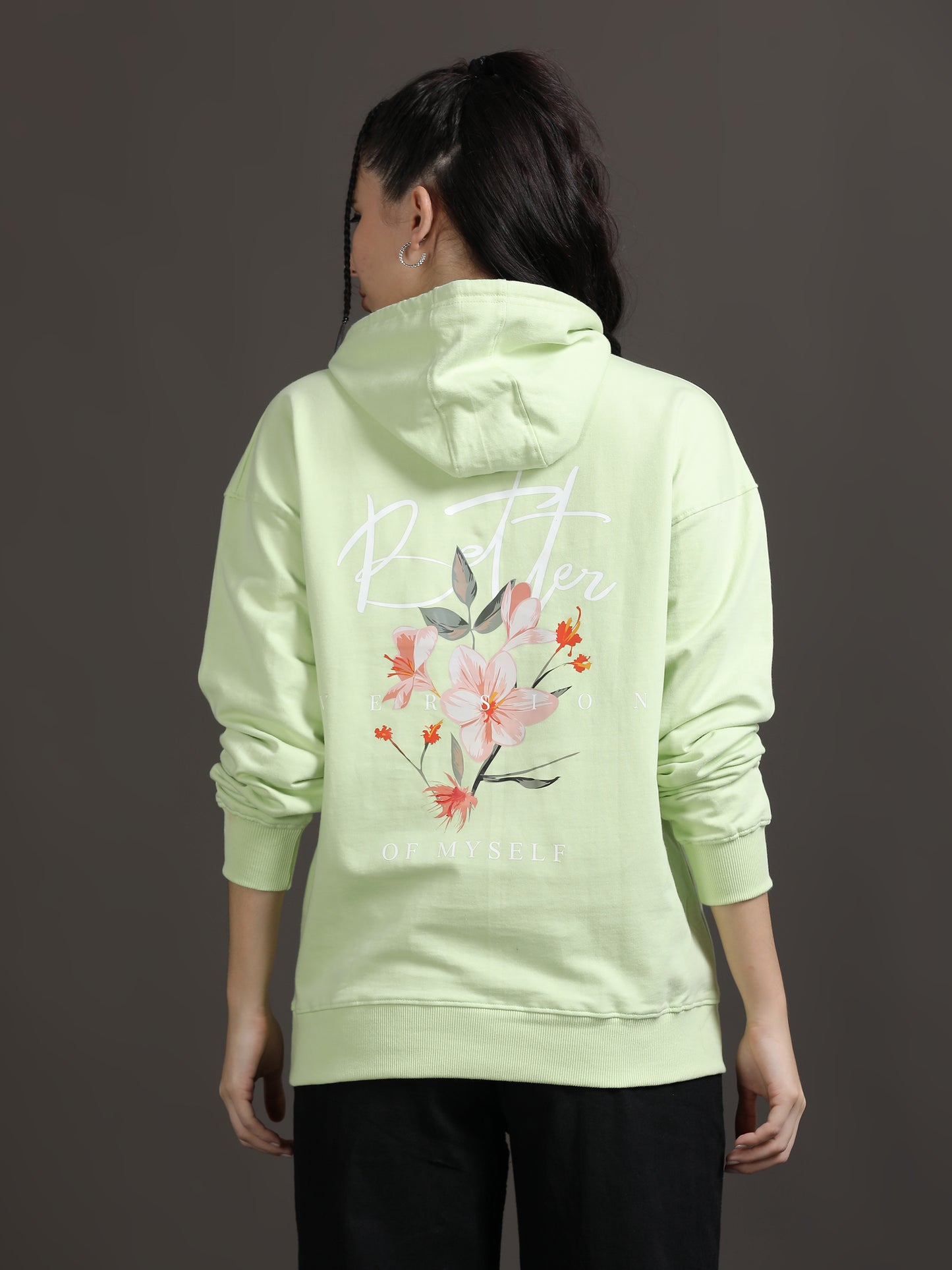 Women Oversized Hoodie Pure Cotton, Light Green SILISOUL