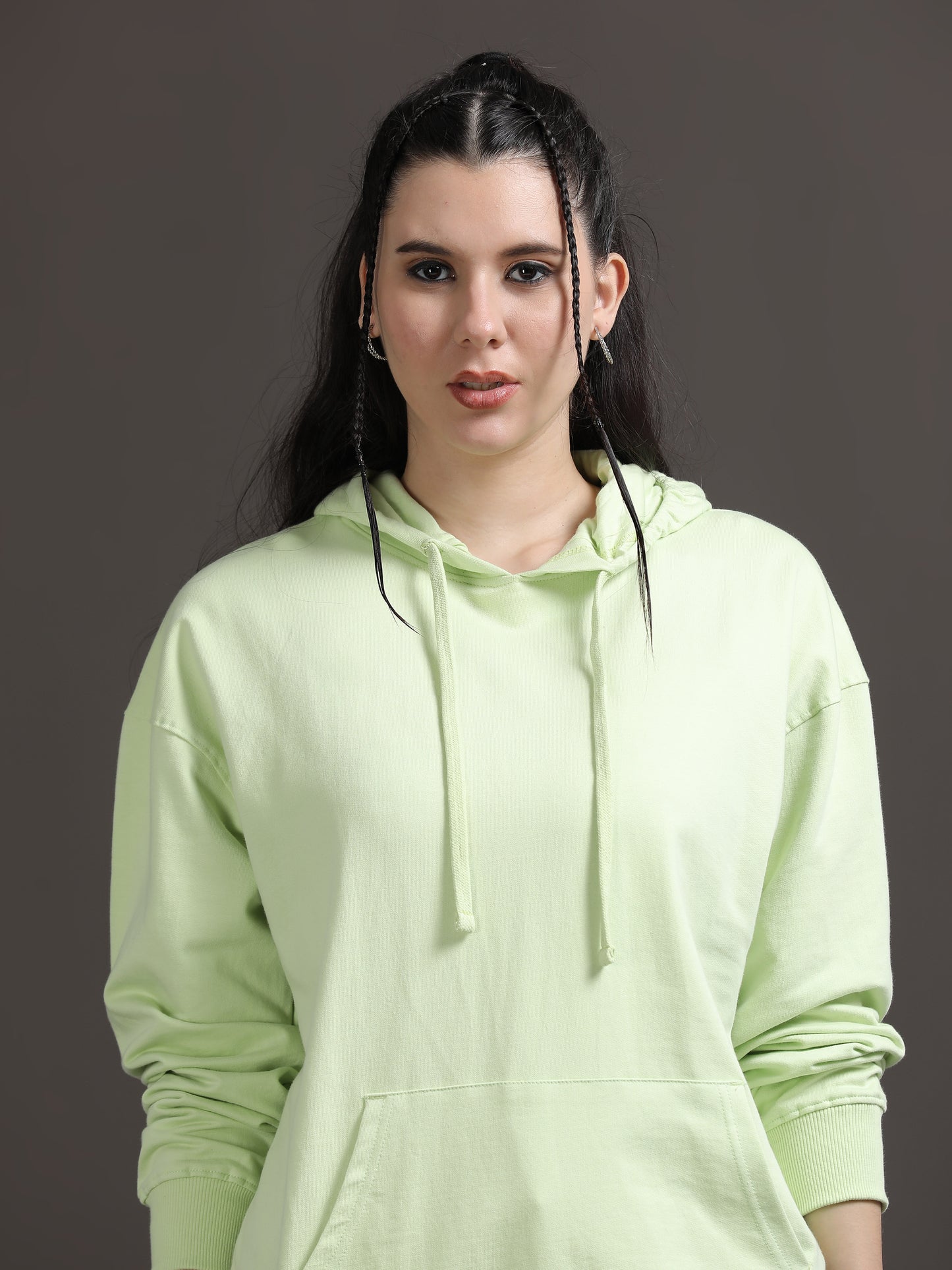 Women Oversized Hoodie Pure Cotton, Light Green SILISOUL