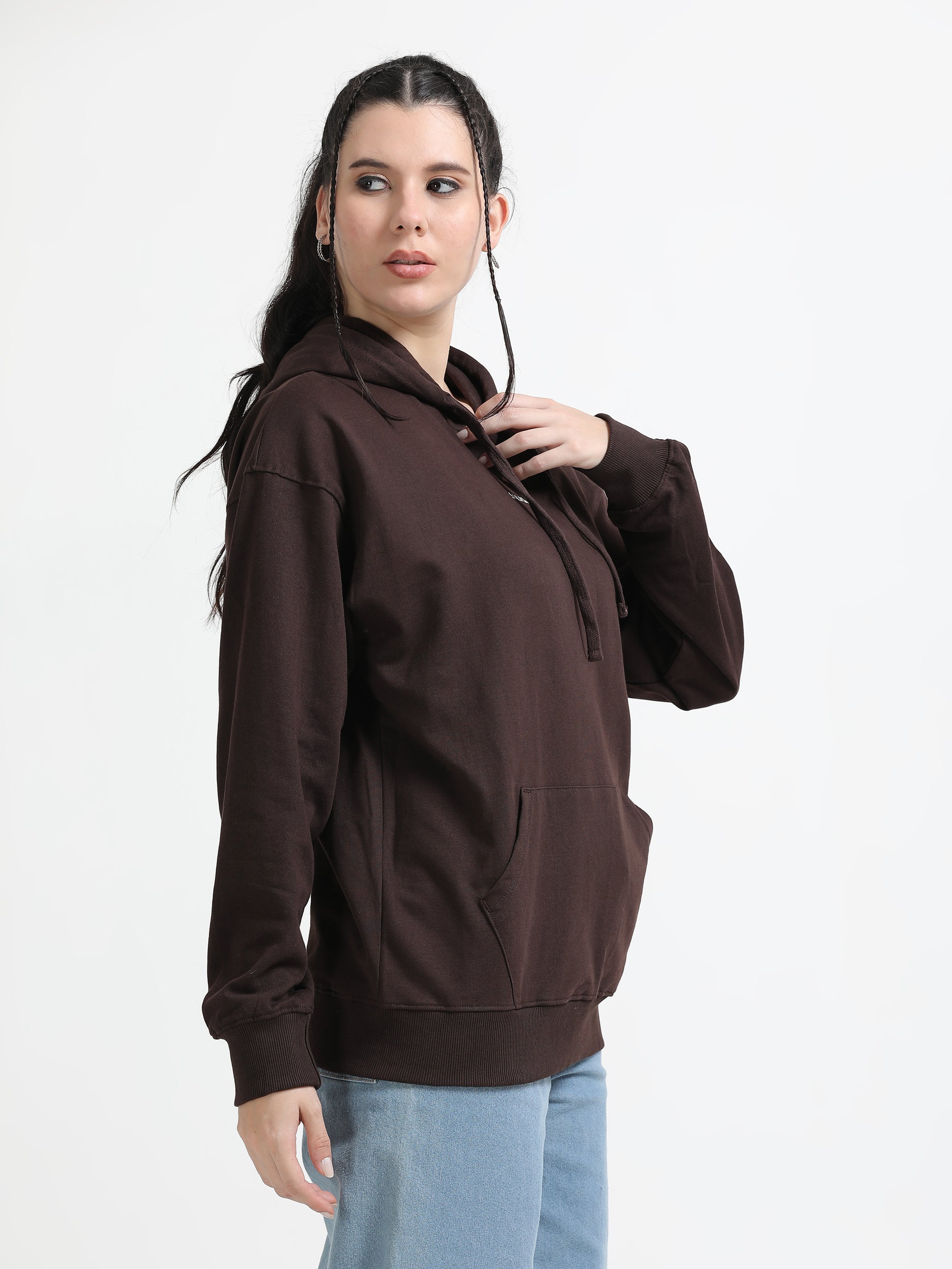 Women Oversized Hoodie Pure Cotton, Brown SILISOUL