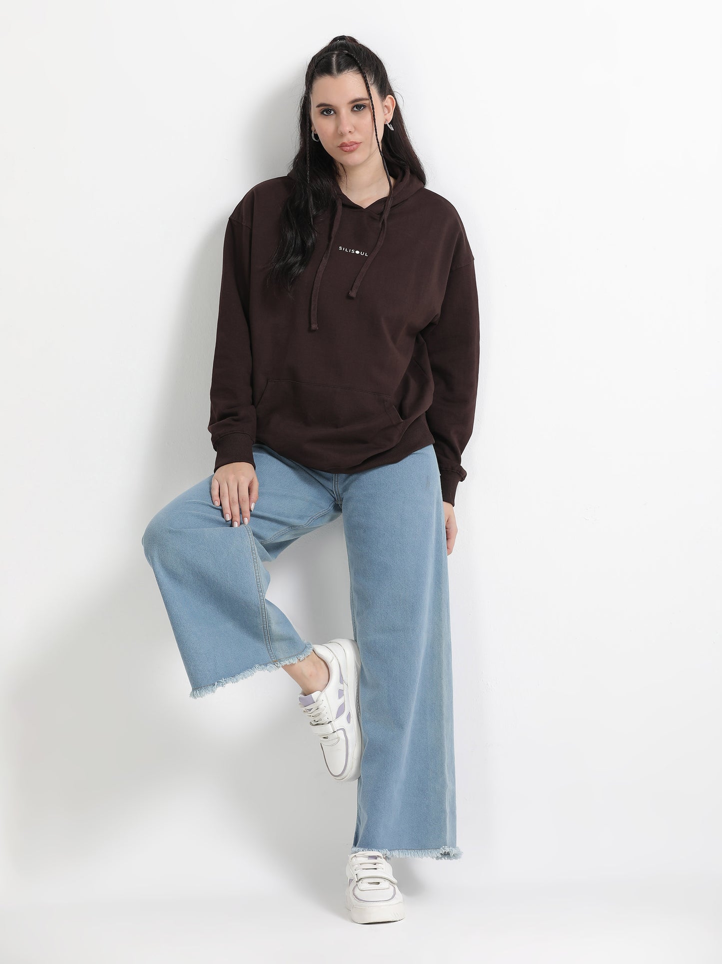 Women Oversized Hoodie Pure Cotton, Brown SILISOUL