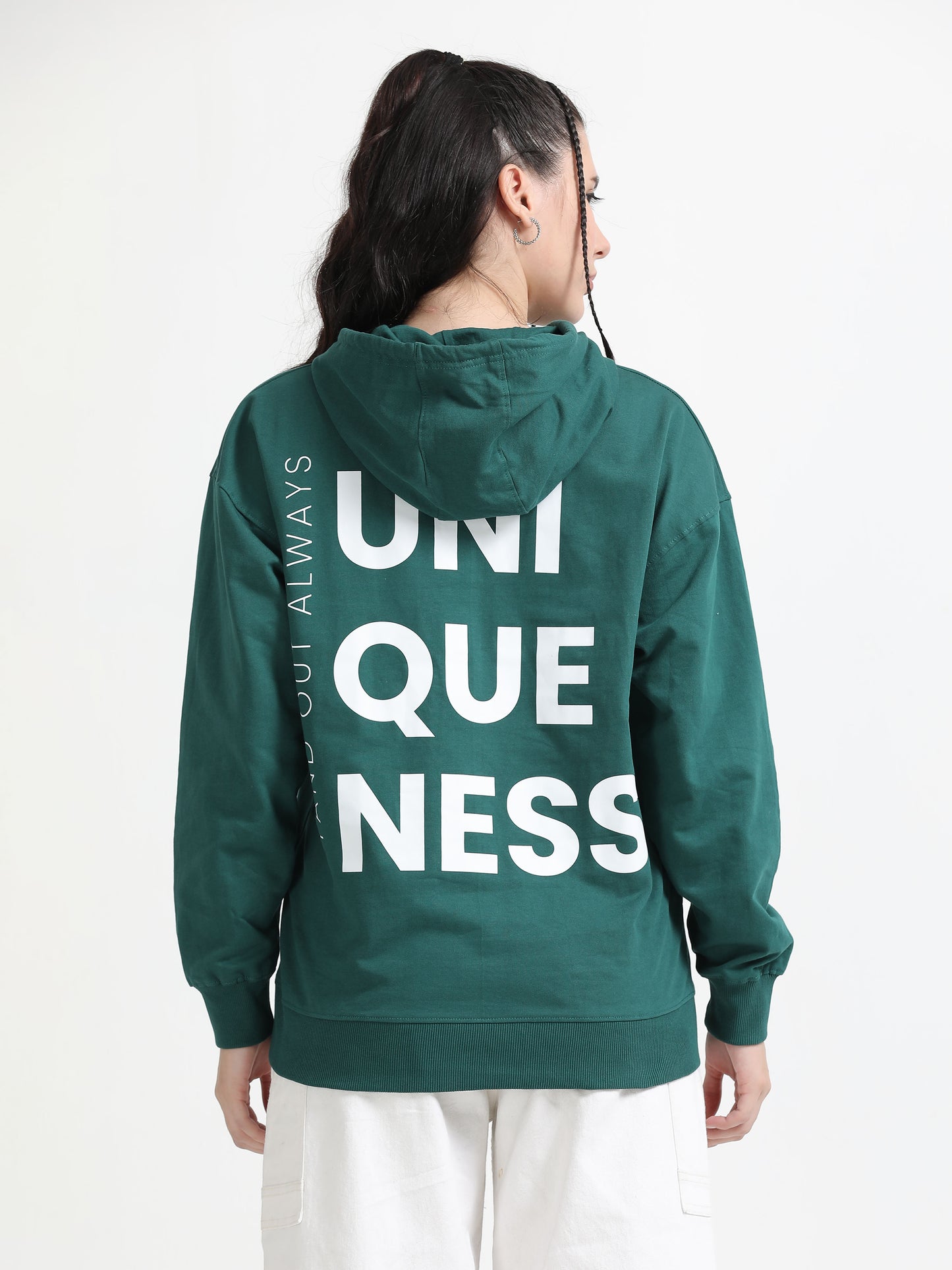 Women Oversized Hoodie Pure Cotton, Green SILISOUL