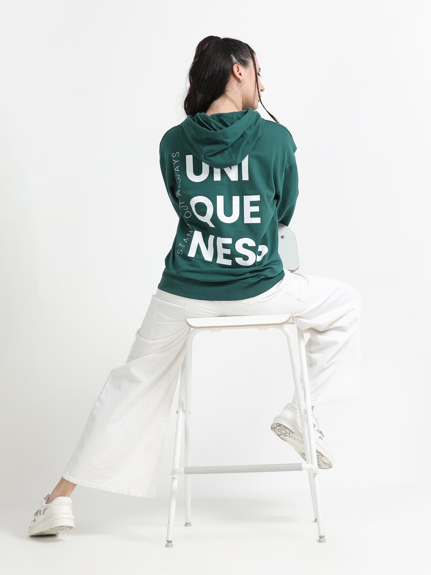 Women Oversized Hoodie Pure Cotton, Green SILISOUL