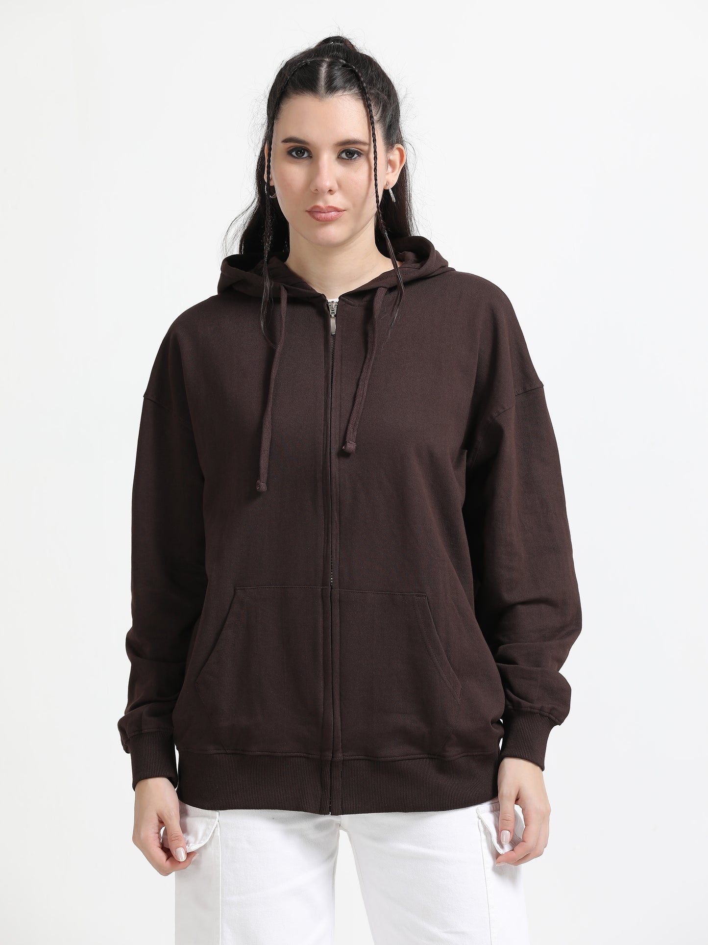 Women Oversized Hoodie Pure Cotton, Brown SILISOUL