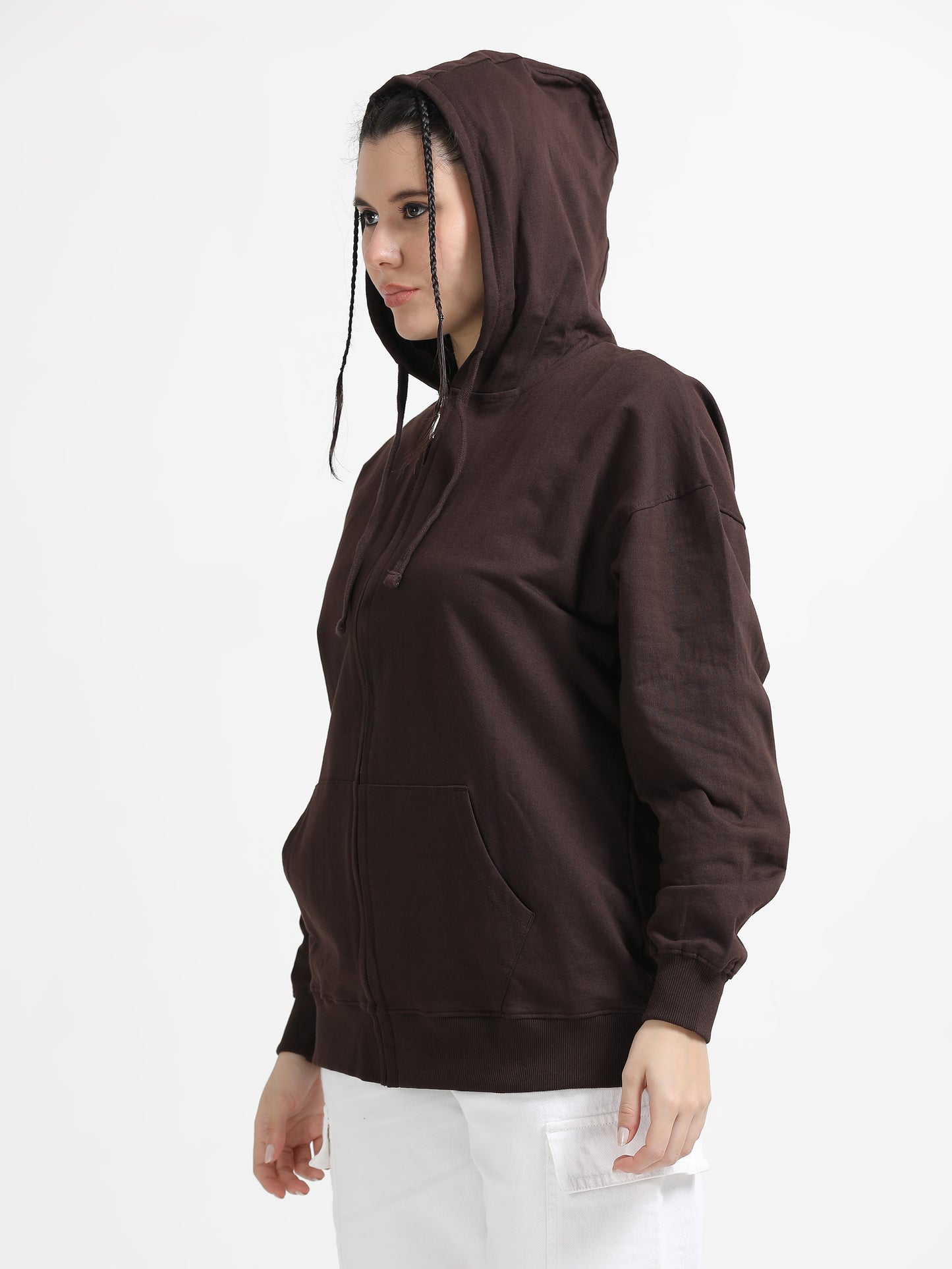 Women Oversized Hoodie Pure Cotton, Brown SILISOUL