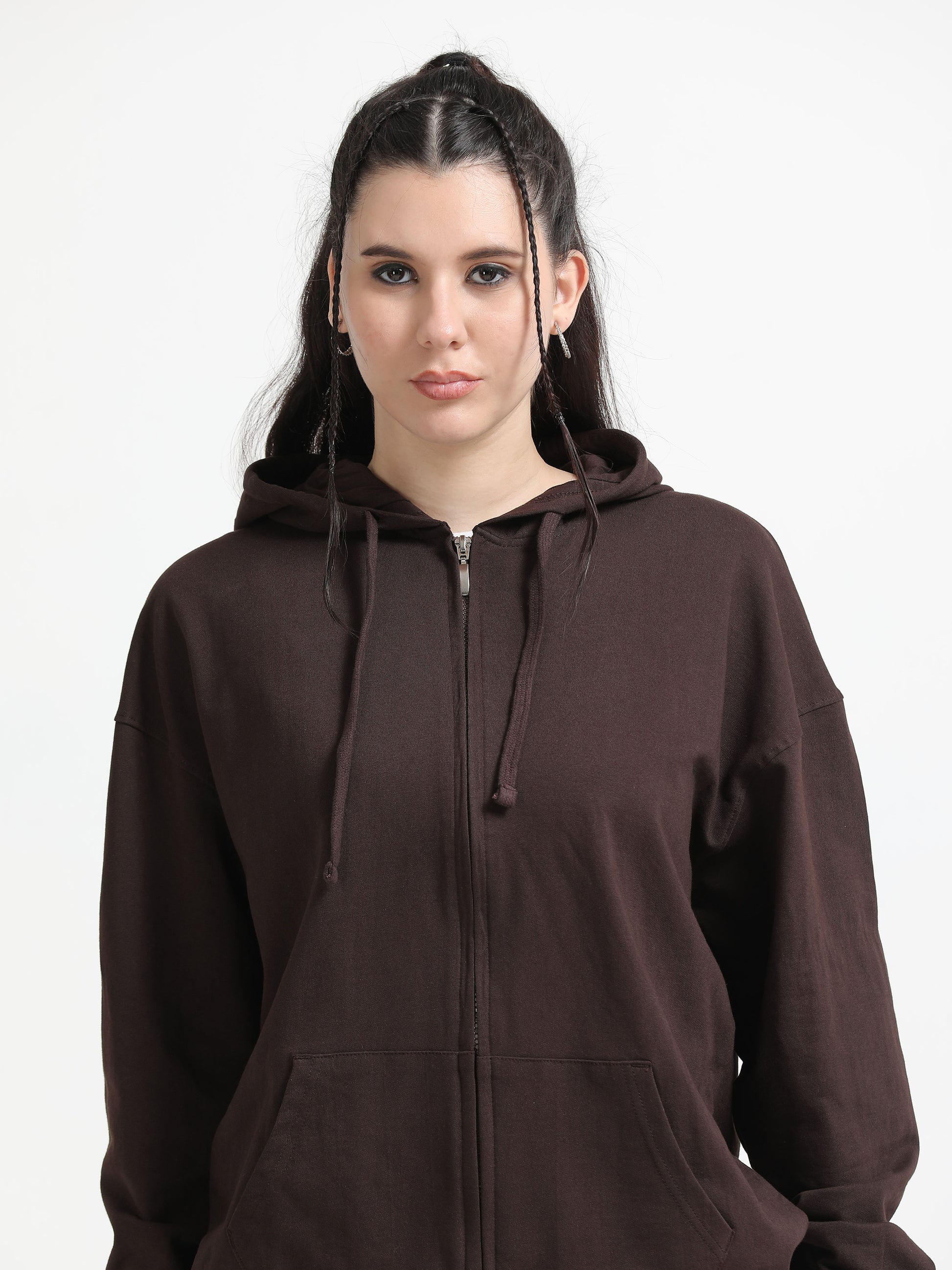 Women Oversized Hoodie Pure Cotton, Brown SILISOUL