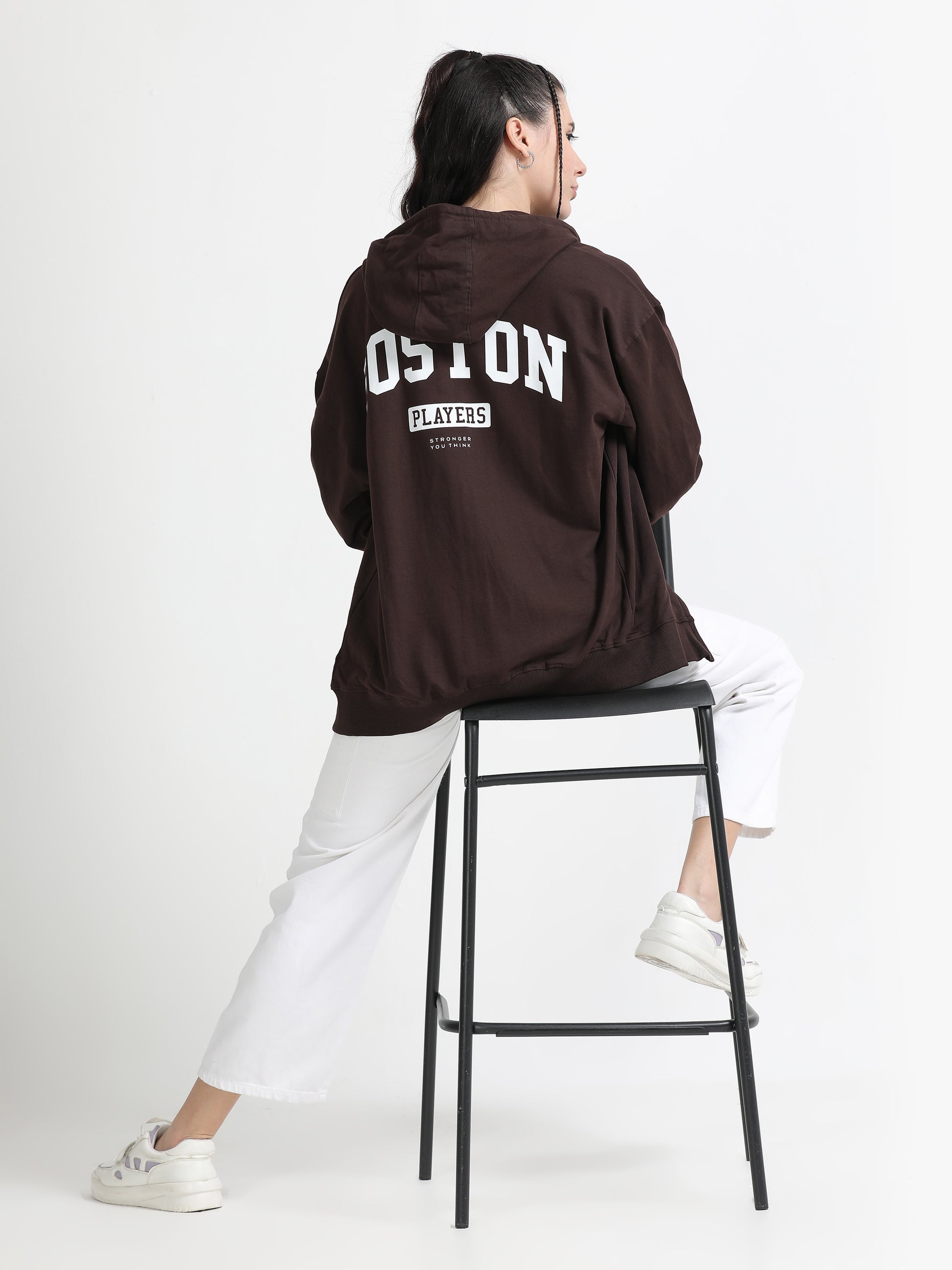 Women Oversized Hoodie Pure Cotton, Brown SILISOUL