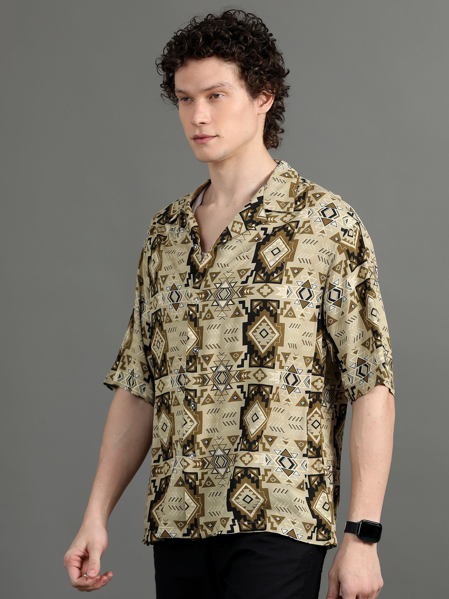 Premium Men Summer Shirt, Oversized Fit, Viscose Rayon, Half Sleeve, Printed