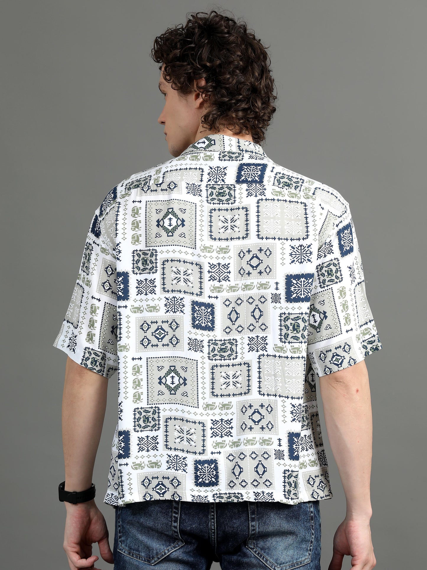 Premium Men Summer Shirt, Oversized Fit, Viscose Rayon, Half Sleeve, Printed