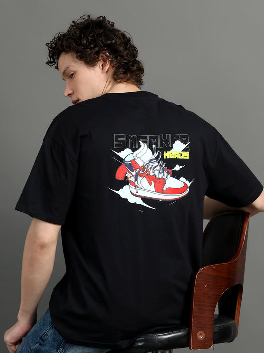 Men SNEAKER HEADS Printed Oversized T-Shirt