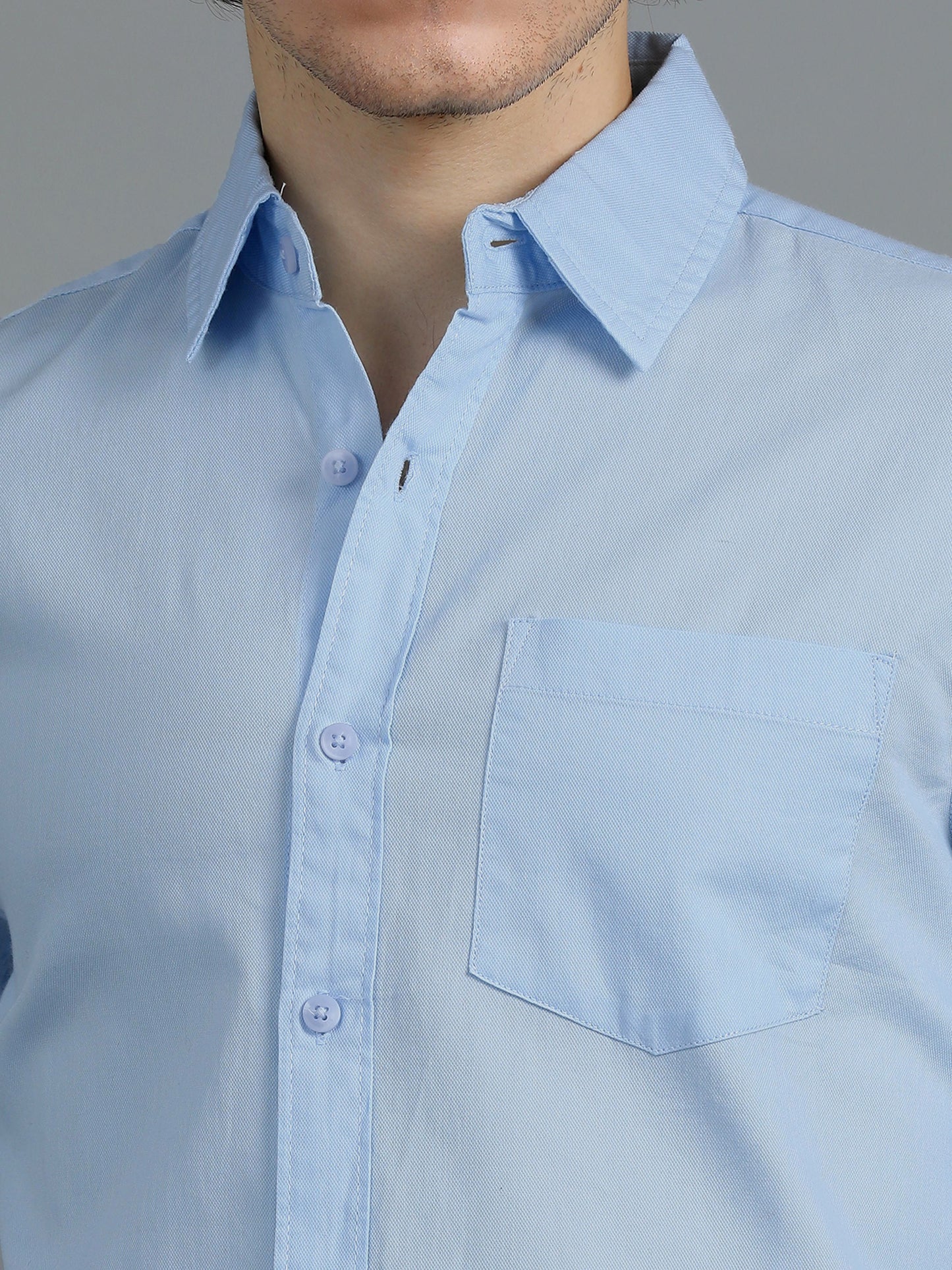 Textured Men Shirt, Regular Fit, Pure Cotton, Full Sleeve, Light Blue