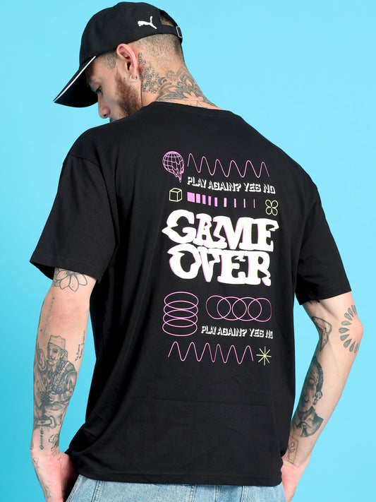 Men GAME OVER Printed Oversized T-Shirt