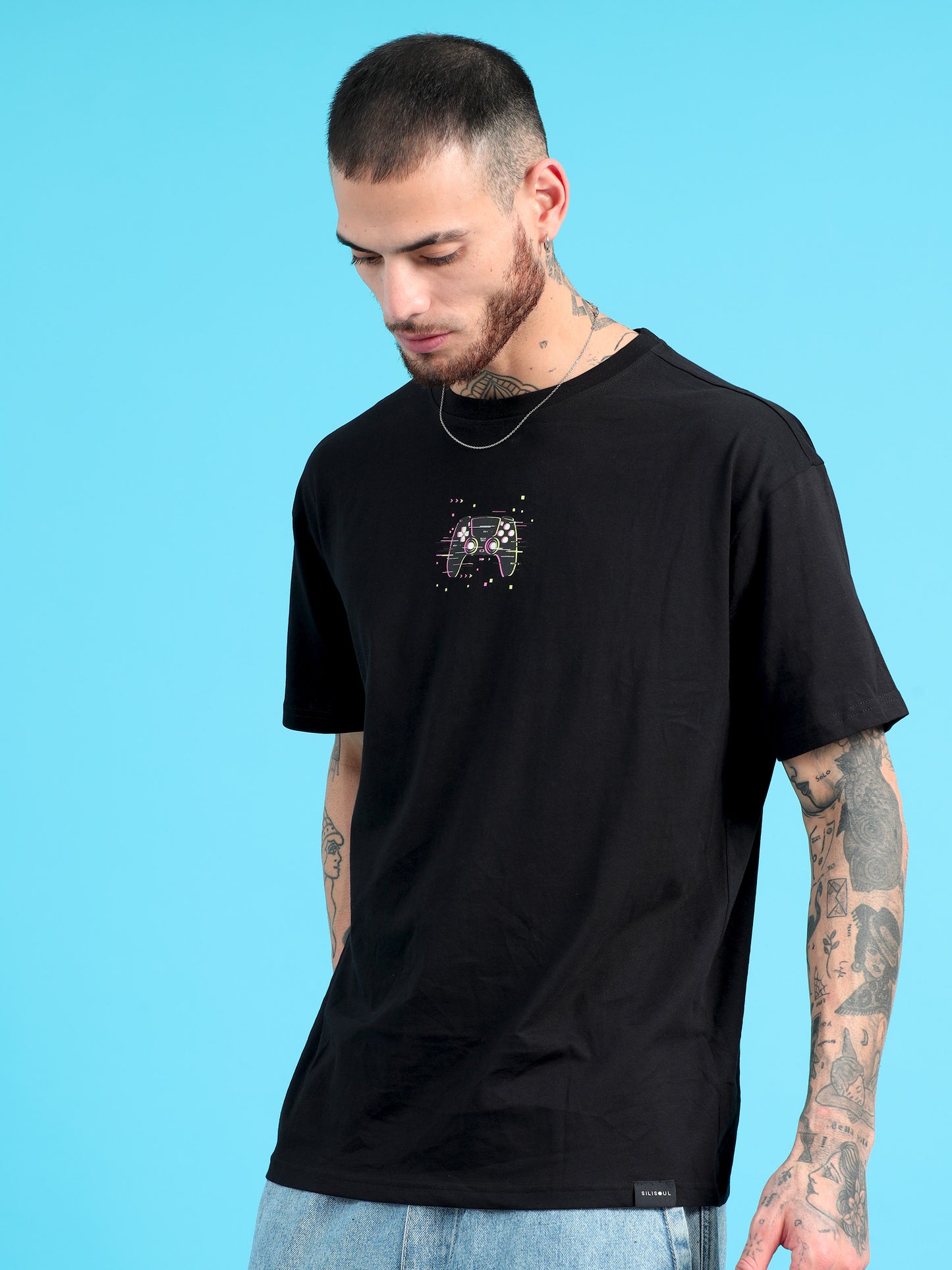 Men GAME OVER Printed Oversized T-Shirt