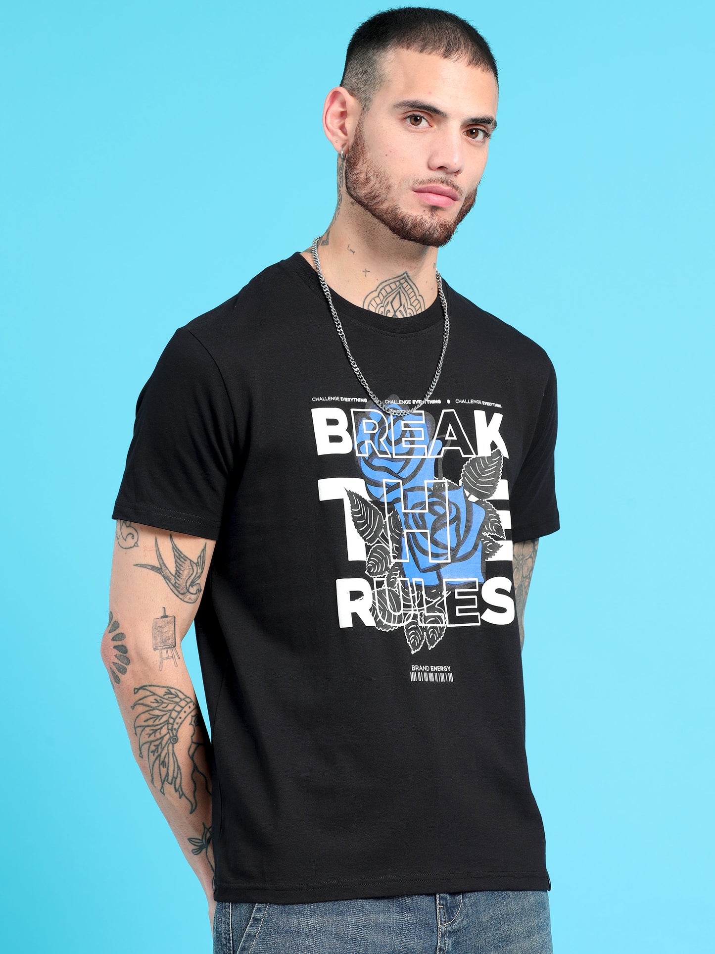 Men BREAK THE RULES Printed Regular Fit T-Shirt