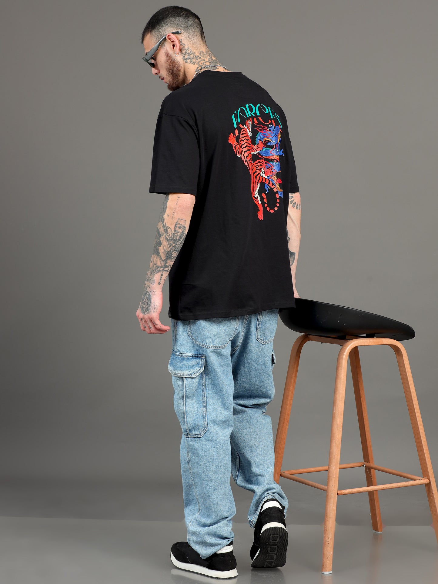 Men FORCES Printed Oversized T-Shirt