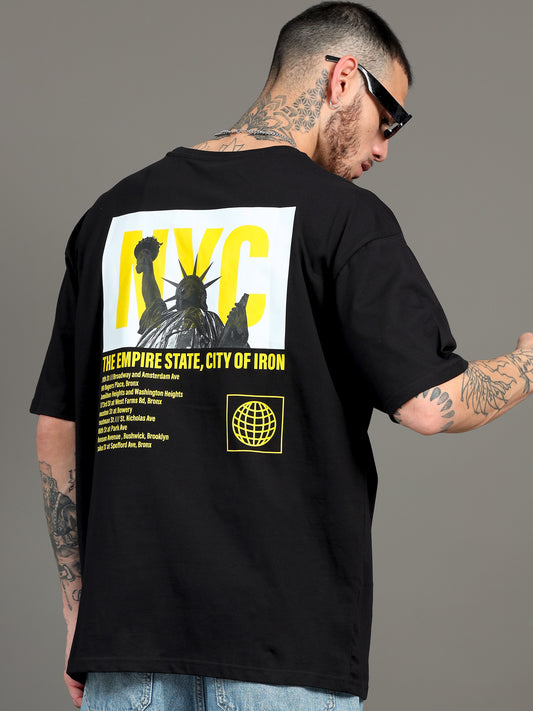 Men NEWYORK Printed Oversized T-Shirt