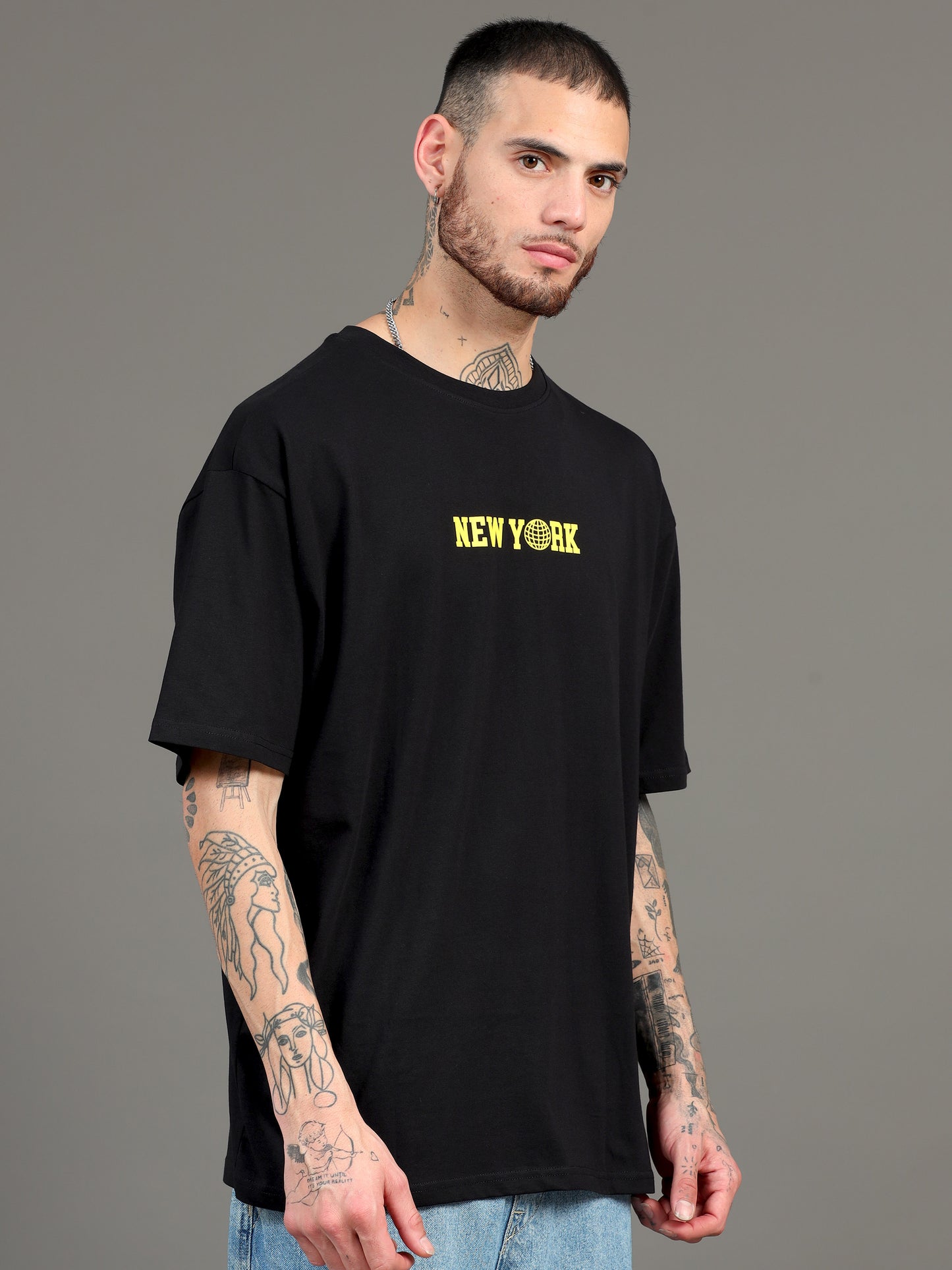 Men NEWYORK Printed Oversized T-Shirt