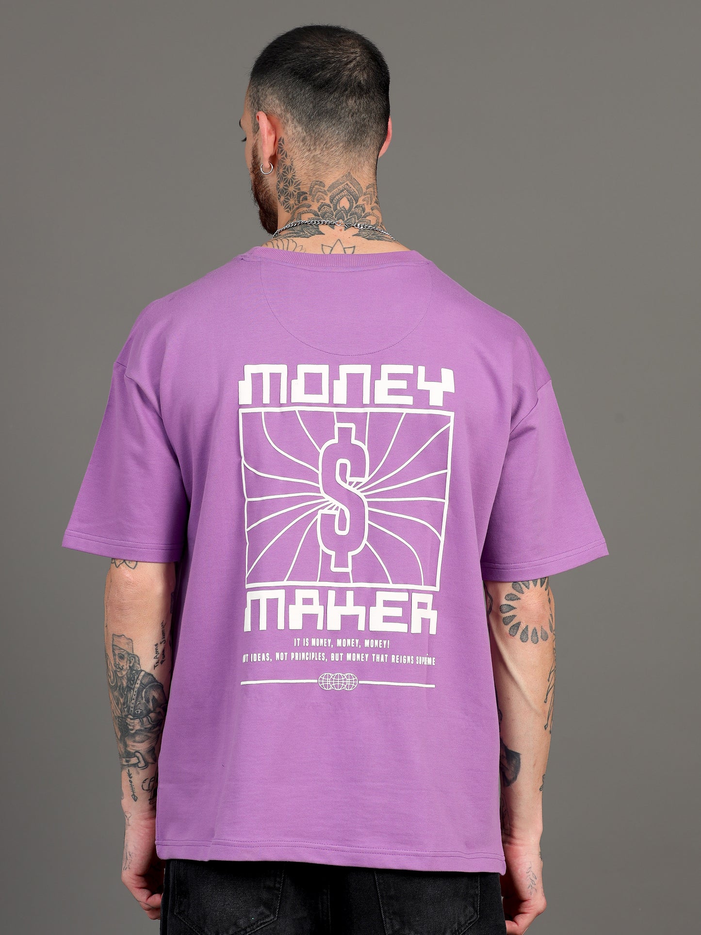 Men MONEY MAKER Printed Oversized T-Shirt