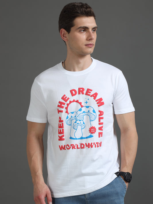 Men KEEP THE DREAM ALIVE Printed Regular Fit T-Shirt