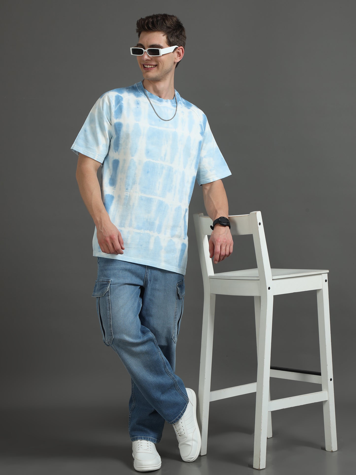 Men Tie & Dye Pattern Oversized T-Shirt