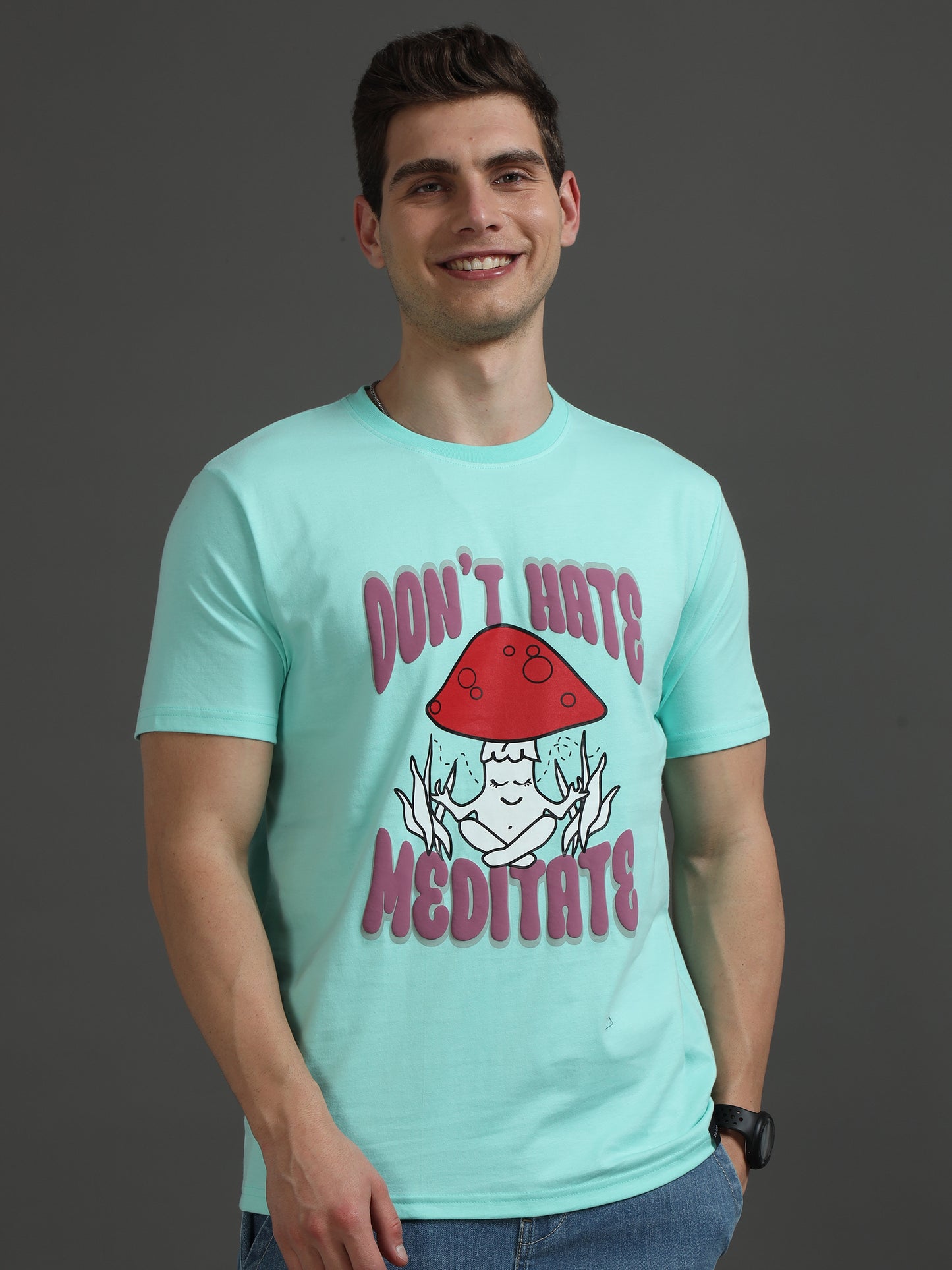 Men MEDITATE Puff Printed Regular Fit T-Shirt