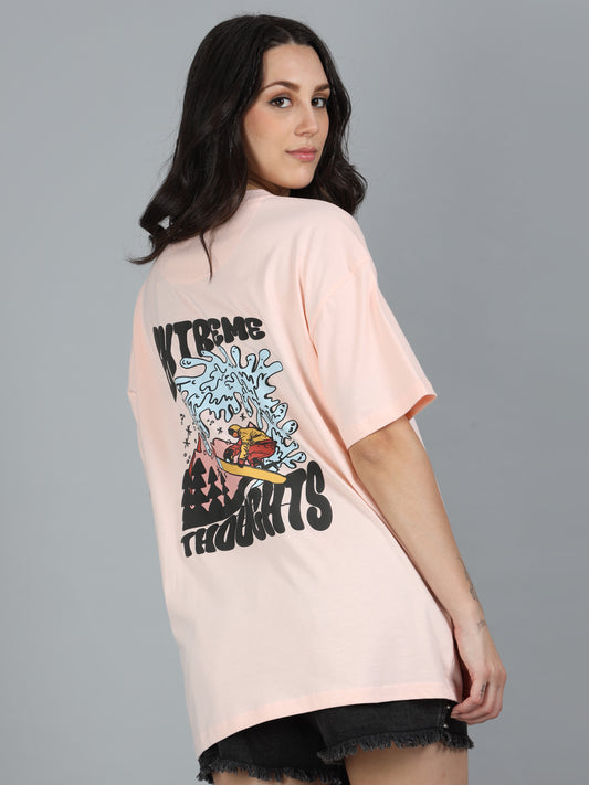 Women EXTREME THOUGHTS Printed Oversized T-Shirt