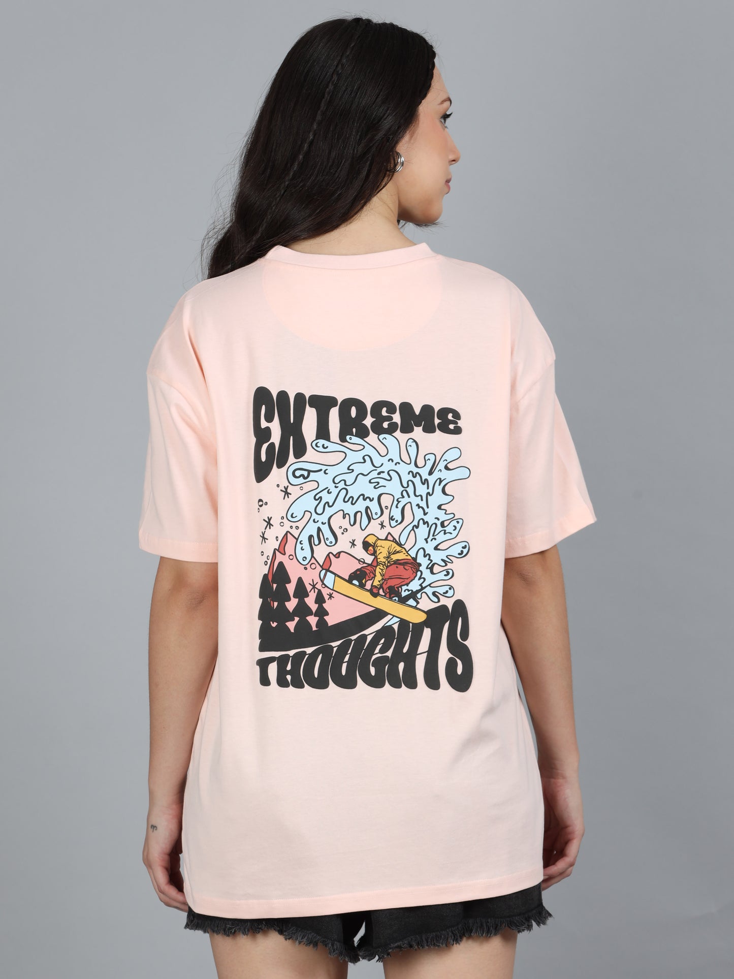 Women EXTREME THOUGHTS Printed Oversized T-Shirt